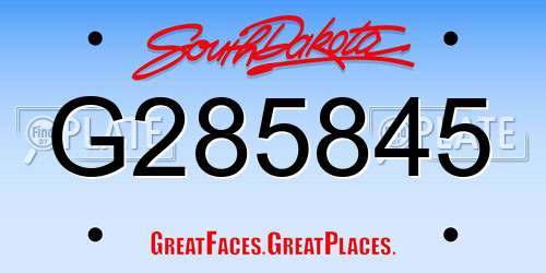 G285845 South Dakota License Plate