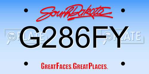 G286FY South Dakota License Plate
