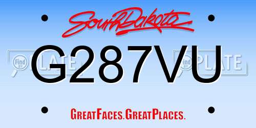 G287VU South Dakota License Plate