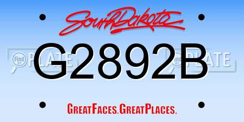 G2892B South Dakota License Plate