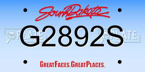 G2892S South Dakota License Plate