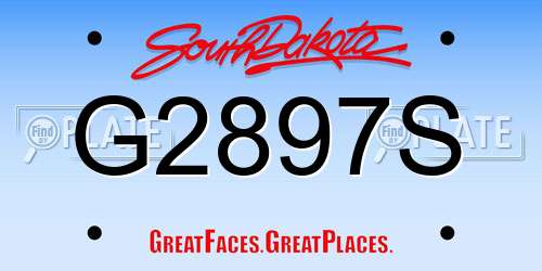 G2897S South Dakota License Plate