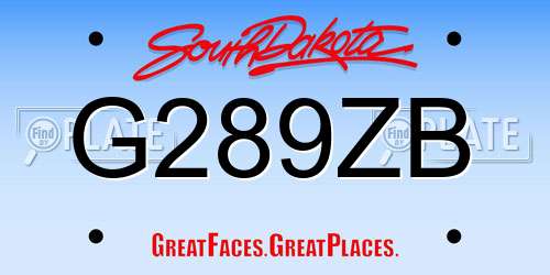 G289ZB South Dakota License Plate