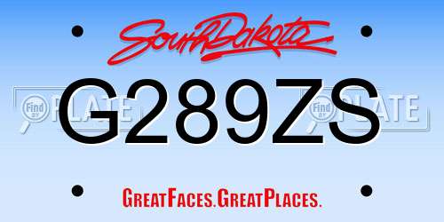 G289ZS South Dakota License Plate