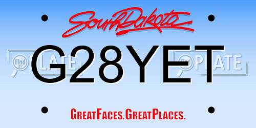 G28YET South Dakota License Plate