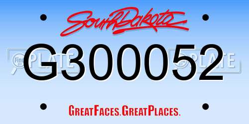 G300052 South Dakota License Plate