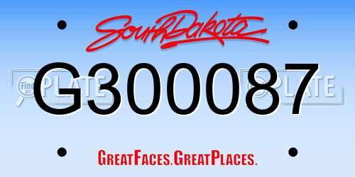 G300087 South Dakota License Plate