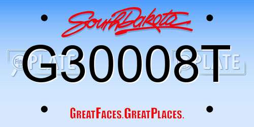 G30008T South Dakota License Plate