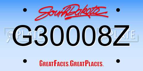 G30008Z South Dakota License Plate