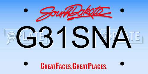 G31SNA South Dakota License Plate