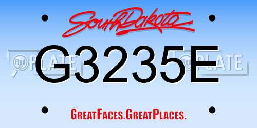 G3235E South Dakota License Plate