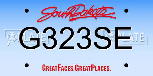 G323SE South Dakota License Plate