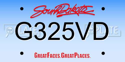 G325VD South Dakota License Plate
