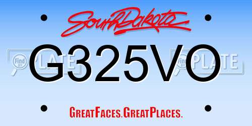 G325VO South Dakota License Plate