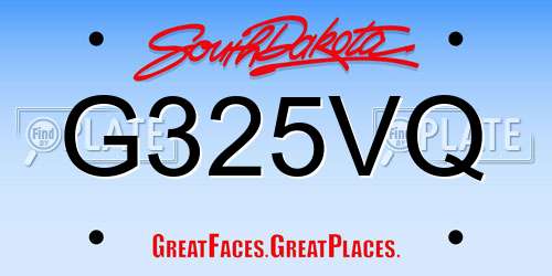 G325VQ South Dakota License Plate