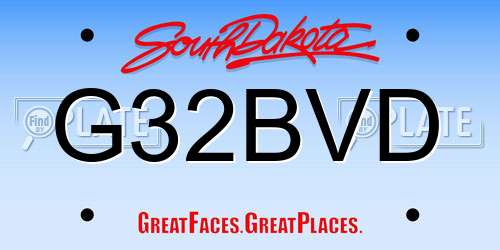 G32BVD South Dakota License Plate
