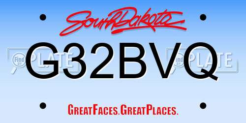 G32BVQ South Dakota License Plate