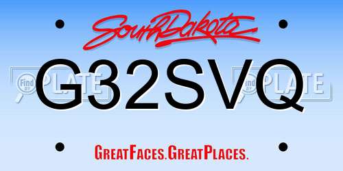 G32SVQ South Dakota License Plate