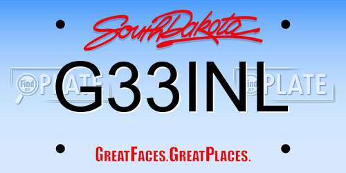 G33INL South Dakota License Plate