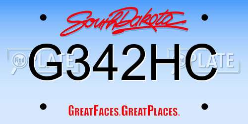 G342HC South Dakota License Plate