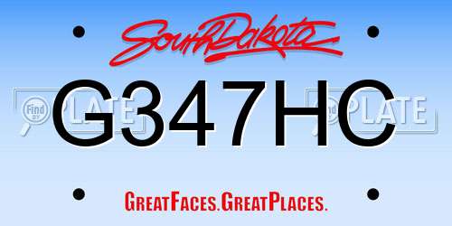 G347HC South Dakota License Plate