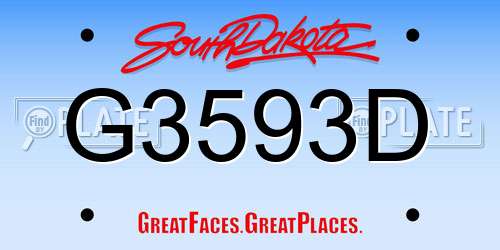 G3593D South Dakota License Plate