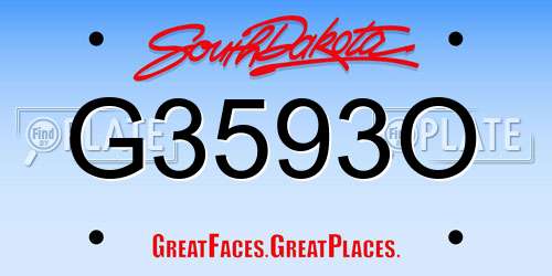 G3593O South Dakota License Plate