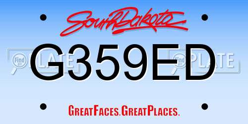 G359ED South Dakota License Plate