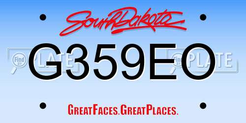 G359EO South Dakota License Plate