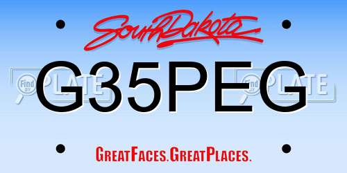 G35PEG South Dakota License Plate