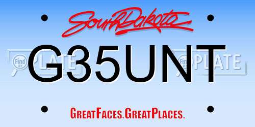 G35UNT South Dakota License Plate