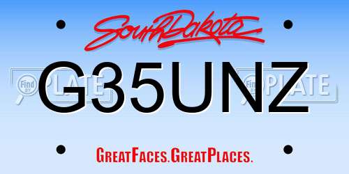 G35UNZ South Dakota License Plate