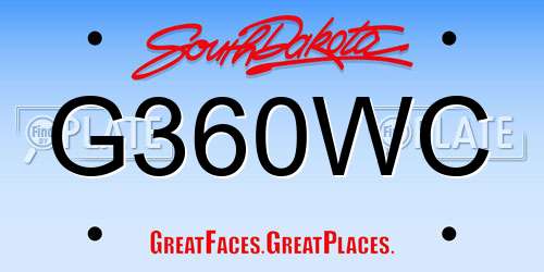 G360WC South Dakota License Plate