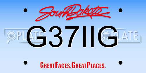 G37IIG South Dakota License Plate