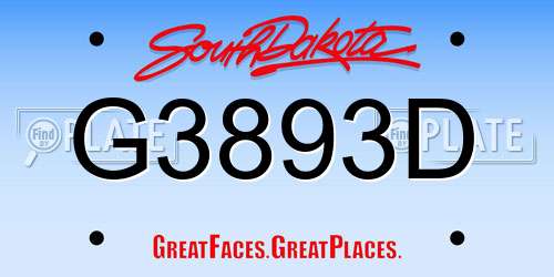 G3893D South Dakota License Plate