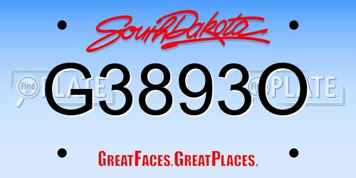 G3893O South Dakota License Plate