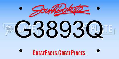 G3893Q South Dakota License Plate