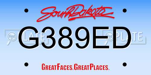 G389ED South Dakota License Plate