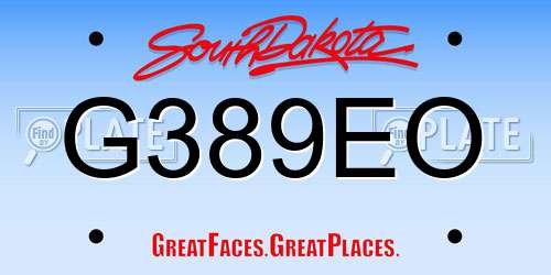 G389EO South Dakota License Plate