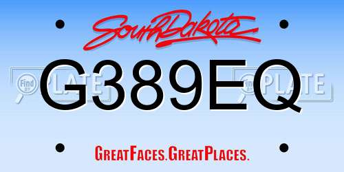 G389EQ South Dakota License Plate