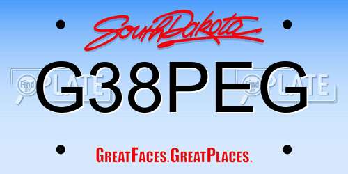 G38PEG South Dakota License Plate