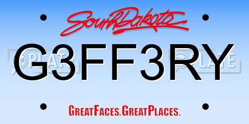 G3FF3RY South Dakota License Plate