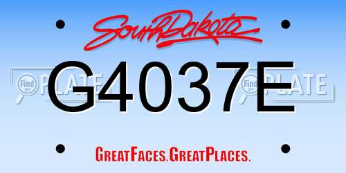 G4037E South Dakota License Plate