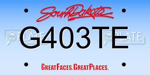 G403TE South Dakota License Plate