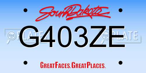 G403ZE South Dakota License Plate