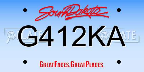 G412KA South Dakota License Plate