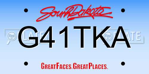 G41TKA South Dakota License Plate