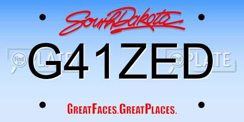 G41ZED South Dakota License Plate
