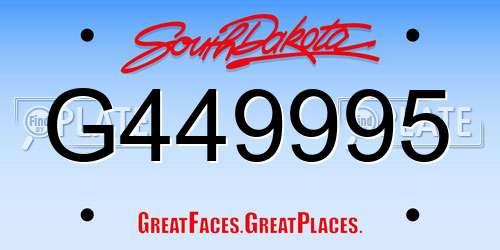 G449995 South Dakota License Plate