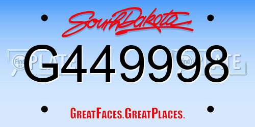 G449998 South Dakota License Plate